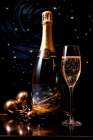 Wine bottle and glass Art Print